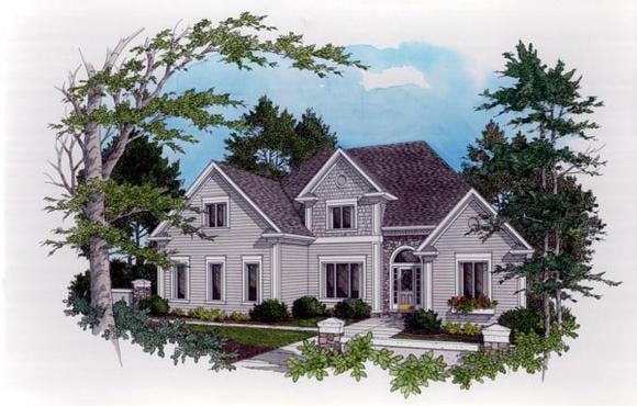 European, Traditional House Plan 92337 with 4 Beds, 4 Baths, 2 Car Garage Elevation