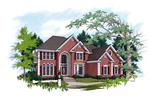 European, Traditional House Plan 92344 with 5 Beds, 4 Baths, 3 Car Garage Elevation