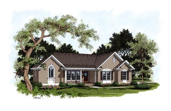 One-Story, Traditional House Plan 92359 with 4 Beds, 3 Baths, 2 Car Garage Elevation