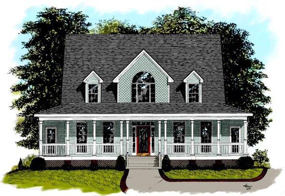 Country, Southern House Plan 92363 with 3 Beds, 3 Baths, 2 Car Garage Elevation