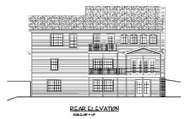 Traditional House Plan 92367 with 4 Beds, 3 Baths, 3 Car Garage Rear Elevation