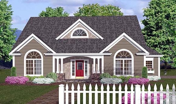 Country, One-Story, Traditional House Plan 92373 with 3 Beds, 3 Baths, 2 Car Garage Elevation