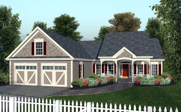 Country, European, Traditional House Plan 92377 with 3 Beds, 2 Baths, 2 Car Garage Elevation