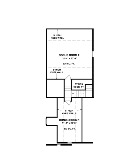 Traditional House Plan 92379 with 3 Beds, 3 Baths, 2 Car Garage Second Level Plan