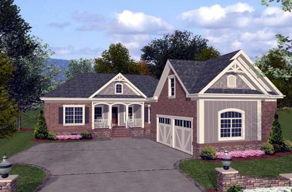 Craftsman, Traditional House Plan 92381 with 3 Beds, 3 Baths, 2 Car Garage Elevation