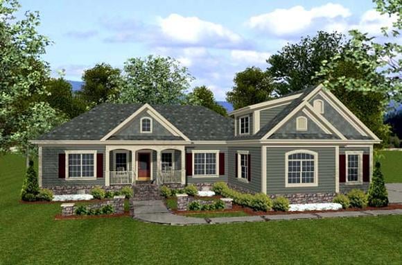 Country, Craftsman House Plan 92385 with 3 Beds, 3 Baths, 3 Car Garage Elevation