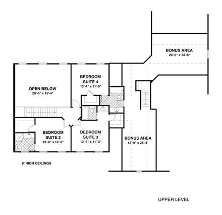 Craftsman House Plan 92391 with 4 Beds, 5 Baths, 3 Car Garage Second Level Plan