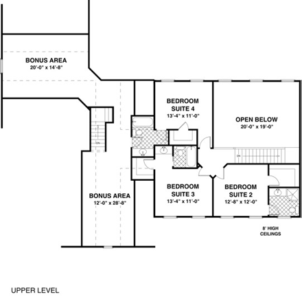 Colonial, Craftsman, Traditional House Plan 92392 with 4 Beds, 5 Baths, 3 Car Garage Second Level Plan