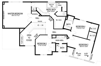 Craftsman House Plan 92393 with 4 Beds, 4 Baths, 3 Car Garage Second Level Plan