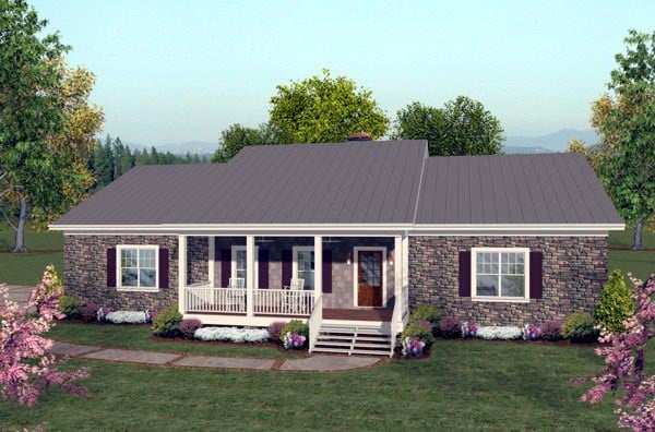 Ranch House Plan 92395 with 2 Beds, 3 Baths, 3 Car Garage Elevation