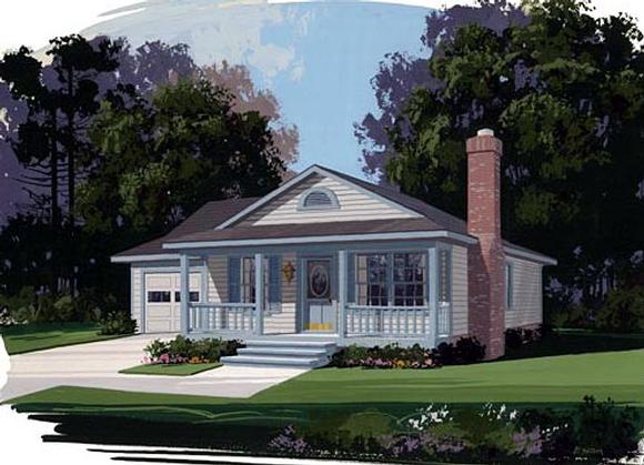 Traditional House Plan 92400 with 3 Beds, 2 Baths, 1 Car Garage Elevation