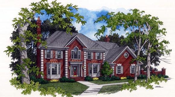 Colonial, European House Plan 92412 with 4 Beds, 4 Baths Elevation