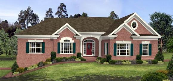 One-Story, Ranch House Plan 92418 with 3 Beds, 3 Baths, 2 Car Garage Elevation