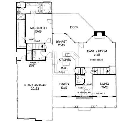Country, European House Plan 92419 with 4 Beds, 4 Baths, 3 Car Garage First Level Plan