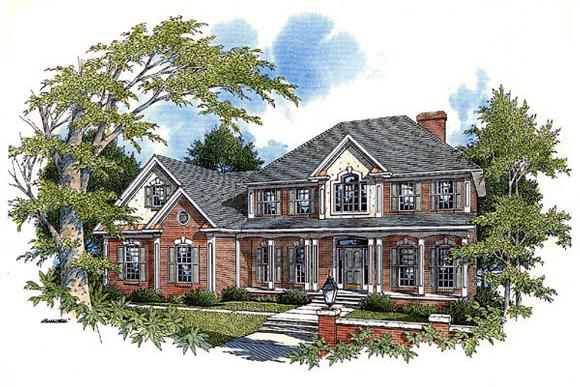 Country, European House Plan 92419 with 4 Beds, 4 Baths, 3 Car Garage Elevation