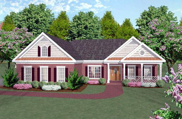 Colonial, Craftsman, One-Story, Ranch House Plan 92420 with 3 Beds, 2 Baths, 2 Car Garage Elevation