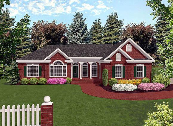 European, Ranch, Traditional House Plan 92421 with 3 Beds, 3 Baths, 3 Car Garage Elevation
