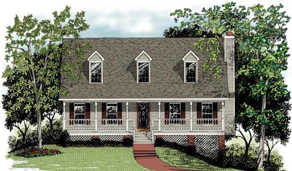 Cape Cod, Country House Plan 92423 with 3 Beds, 3 Baths, 2 Car Garage Elevation