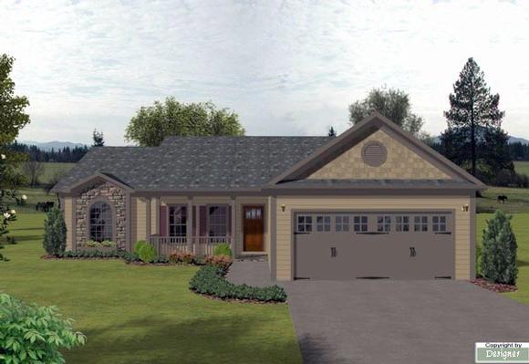 Bungalow, Country House Plan 92425 with 3 Beds, 2 Baths, 2 Car Garage Elevation