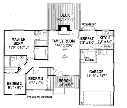 Ranch House Plan 92426 with 3 Beds, 2 Baths, 1 Car Garage First Level Plan