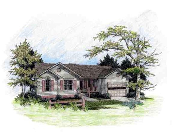 Ranch House Plan 92426 with 3 Beds, 2 Baths, 1 Car Garage Elevation