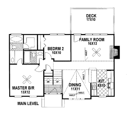 Traditional House Plan 92429 with 2 Beds, 2 Baths, 2 Car Garage First Level Plan
