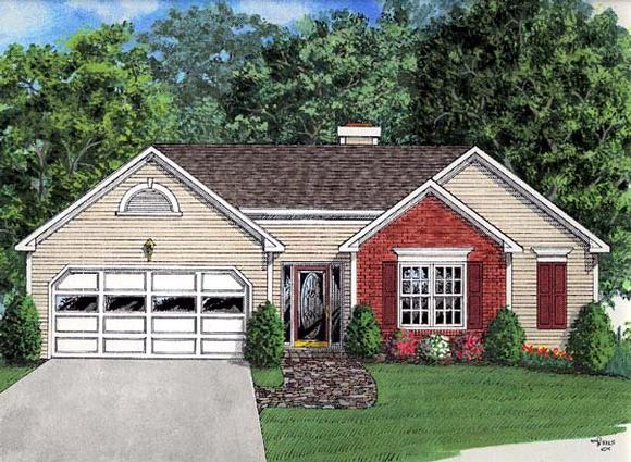 Ranch House Plan 92431 with 3 Beds, 2 Baths, 2 Car Garage Elevation