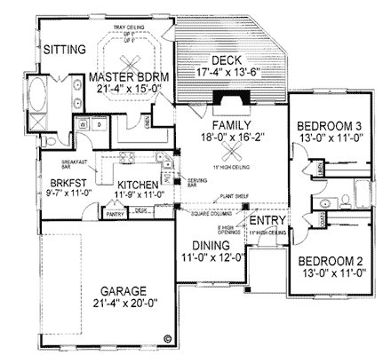 House Plan 92434 - Ranch Style with 1681 Sq Ft, 3 Bed, 2 Bath