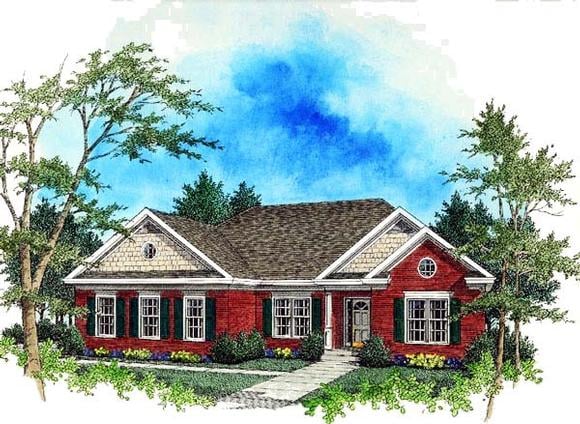 Bungalow, One-Story, Ranch House Plan 92434 with 3 Beds, 2 Baths, 2 Car Garage Elevation