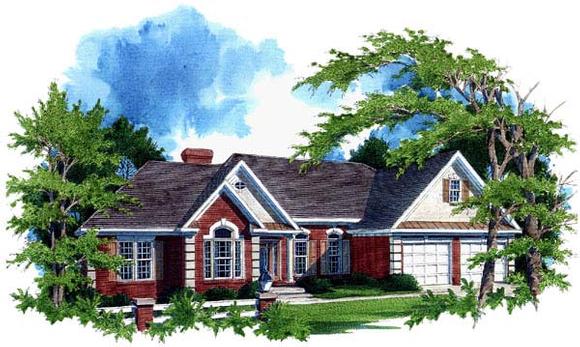 One-Story, Ranch House Plan 92435 with 3 Beds, 3 Baths, 2 Car Garage Elevation
