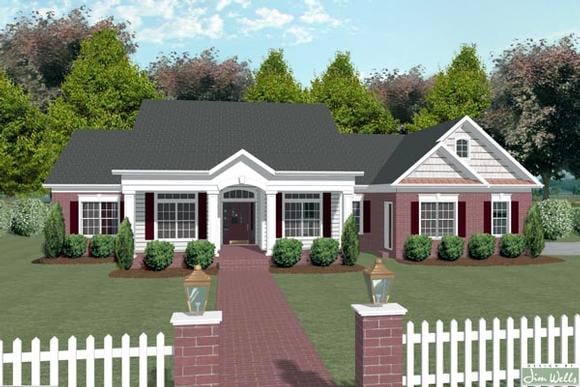 Colonial, Country House Plan 92443 with 3 Beds, 3 Baths, 2 Car Garage Elevation