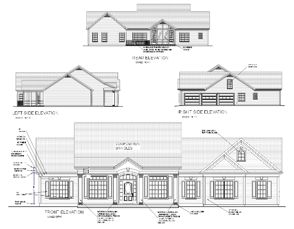 Country House Plan 92444 with 3 Beds, 3 Baths, 3 Car Garage Rear Elevation