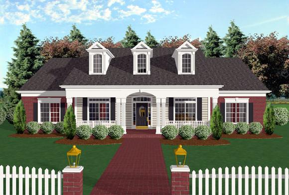 Cape Cod, Country, Farmhouse, One-Story, Ranch House Plan 92446 with 3 Beds, 3 Baths, 2 Car Garage Elevation