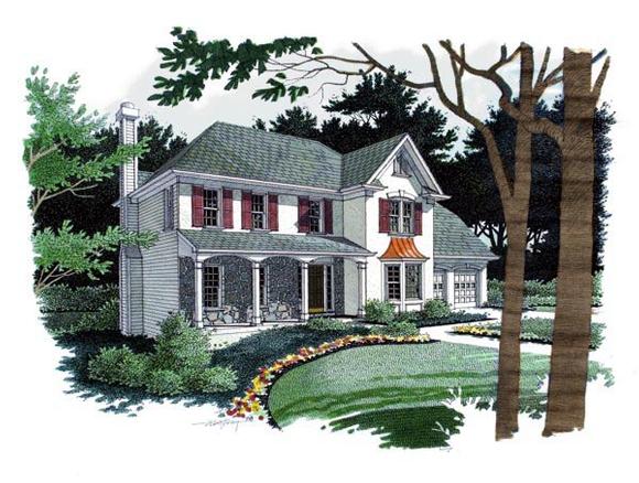 Colonial, Southern House Plan 92470 with 4 Beds, 3 Baths, 2 Car Garage Elevation