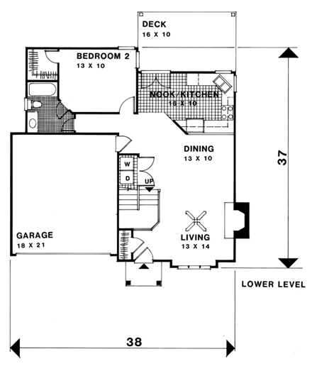Cape Cod, European, Narrow Lot House Plan 92486 with 3 Beds, 3 Baths, 2 Car Garage First Level Plan