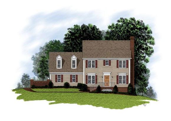 Cape Cod, Colonial House Plan 92488 with 3 Beds, 3 Baths, 2 Car Garage Elevation