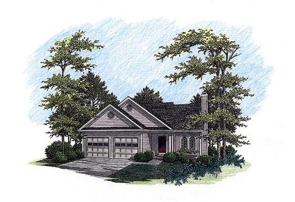 Traditional House Plan 92491 with 3 Beds, 3 Baths, 2 Car Garage Elevation