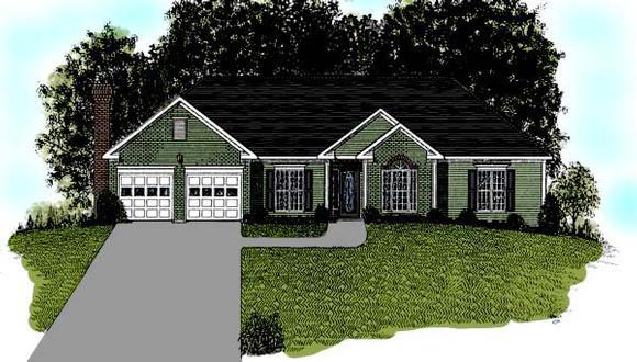Traditional House Plan 92496 with 4 Beds, 2 Baths, 2 Car Garage Elevation