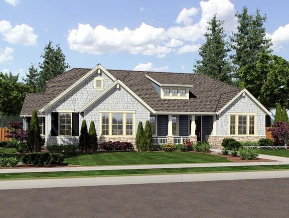 Craftsman, Ranch House Plan 92604 with 3 Beds, 3 Baths, 3 Car Garage Elevation