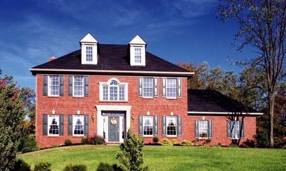 Colonial, European House Plan 92623 with 4 Beds, 3 Baths, 2 Car Garage Elevation