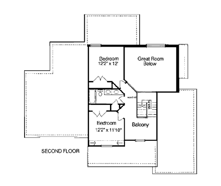 Bungalow, Country House Plan 92697 with 3 Beds, 3 Baths, 2 Car Garage Second Level Plan