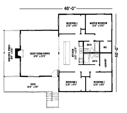 House Plan 92803 - Ranch Style with 1600 Sq Ft, 4 Bed, 2 Bath