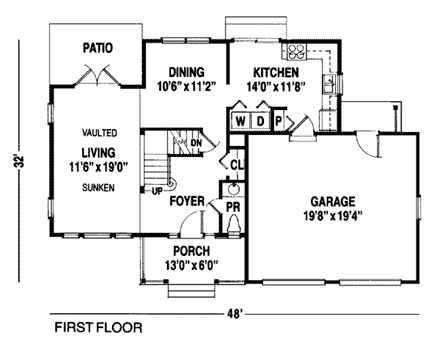 Country House Plan 92809 with 3 Beds, 3 Baths, 2 Car Garage First Level Plan