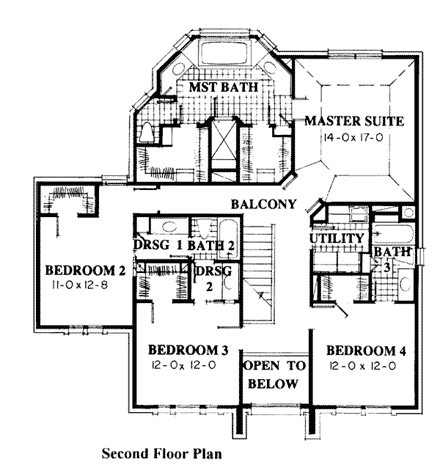 European House Plan 92903 with 4 Beds, 5 Baths, 2 Car Garage Second Level Plan