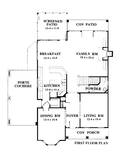 Bungalow, European House Plan 92907 with 4 Beds, 4 Baths, 2 Car Garage First Level Plan