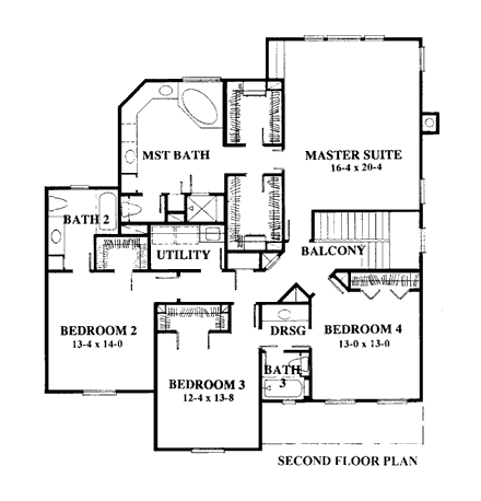 Bungalow, European House Plan 92907 with 4 Beds, 4 Baths, 2 Car Garage Second Level Plan