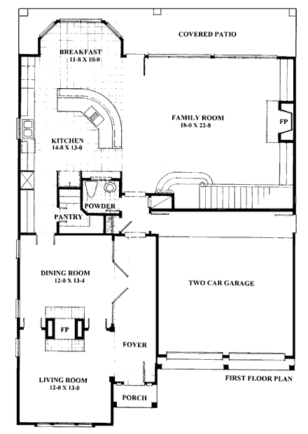 European House Plan 92908 with 4 Beds, 4 Baths, 2 Car Garage First Level Plan