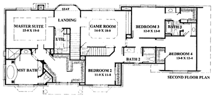 European House Plan 92911 with 4 Beds, 5 Baths, 2 Car Garage Second Level Plan