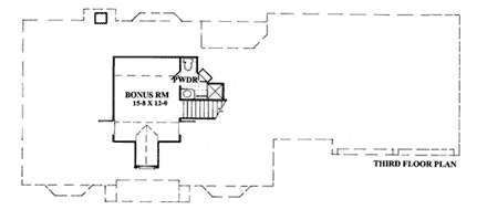 European House Plan 92911 with 4 Beds, 5 Baths, 2 Car Garage Third Level Plan