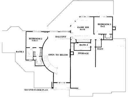 European House Plan 92912 with 3 Beds, 5 Baths, 3 Car Garage Second Level Plan